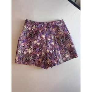 ASOS Snakeskin Print Shorts Womens 4 Purple High Waisted Faux Leather Look